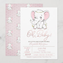 Niedlich Baby Elephant Dots Kinderdusche Einladung