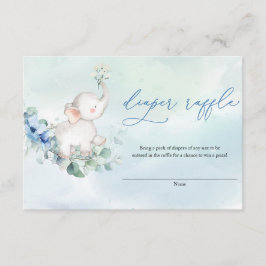Niedlich Baby Elephant Dusty Blue Floral Diaper Ra Begleitkarte