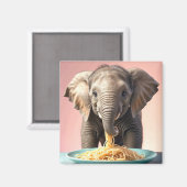 Niedlich Baby Elephant Eating Spaghetti Magnet (Vorderseite/Rückseite)