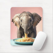 Niedlich Baby Elephant Eating Spaghetti Mousepad (Mit Mouse)