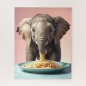 Niedlich Baby Elephant Eating Spaghetti Puzzle (Vertikal)