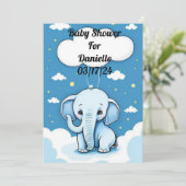 Niedlich Baby Elephant Einladung (Stehend Vorderseite)