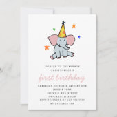 Niedlich Baby Elephant erste Geburtstagsparty Einladung (Vorderseite)