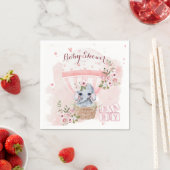 Niedlich Baby Elephant Floral Pink Babydusche Serviette (Beispiel)