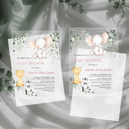 Niedlich Baby Elephant Friends Safari Girl Babydus Acryleinladungen