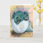 Niedlich Baby Elephant Funny Birthday Card Karte (Gelbe Blume)