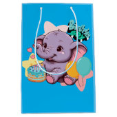 Niedlich Baby Elephant Geburtstagsjunge Mittlere Geschenktüte (Vorderseite)