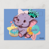 Niedlich Baby Elephant Geburtstagsjunge Postkarte (Rückseite)