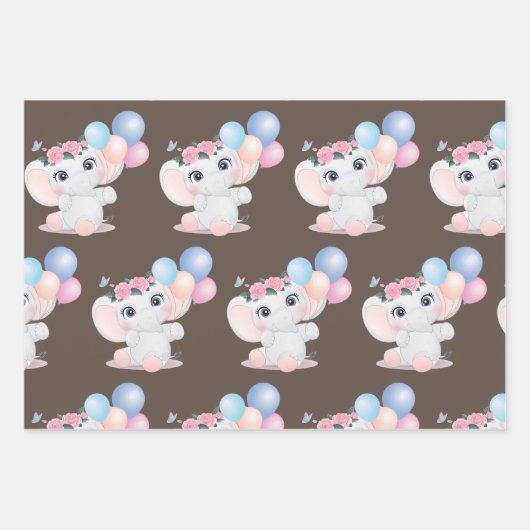 Niedlich Baby Elephant Geschenkpapier Set (Vorderseite 3)