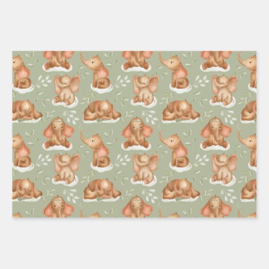 Niedlich Baby Elephant Geschenkpapier Set (Vorderseite)
