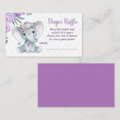 Niedlich Baby-Elephant-Gewinnspiel, lila Verlosung Begleitkarte (Vorne/Hinten)