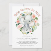 Niedlich Baby Elephant Girl Baby Dusche per Mail Einladung (Vorderseite)