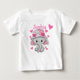 Niedlich Baby Elephant Girl Baby T-shirt