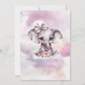 Niedlich Baby Elephant Girl Babydusche Einladung (Rückseite)