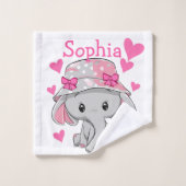 Niedlich Baby Elephant Girl Badhandtuch Set (Waschlappen)