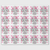 Niedlich Baby Elephant Girl Geschenkpapier (Flach)