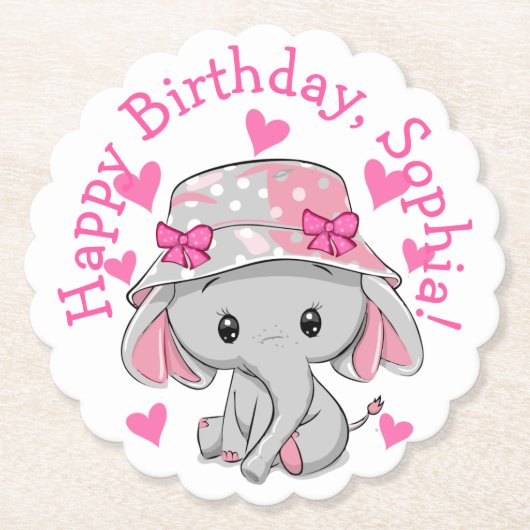 Niedlich Baby Elephant Girl Untersetzer (Vorderseite)