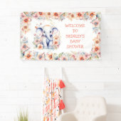 Niedlich Baby Elephant Girl's Baby Shower Banner (Insitu)