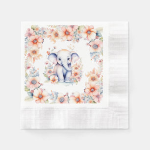 Niedlich Baby Elephant Girl's Baby Shower Serviette