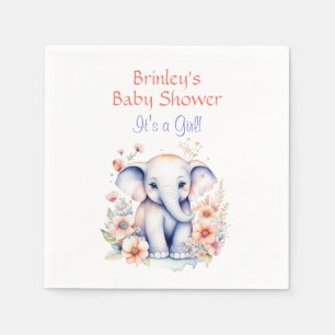 Niedlich Baby Elephant Girl's Baby Shower Serviette