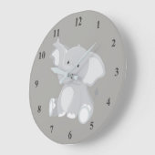Niedlich Baby Elephant Gray Große Wanduhr (Winkel)