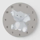 Niedlich Baby Elephant Gray Große Wanduhr (Vorderseite)