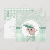 Niedlich Baby Elephant Green Baby Sprinkle Dusche Einladung (Vorne/Hinten)