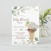 Niedlich Baby Elephant Ice Creme Baby Dusche Einladung (Stehend Vorderseite)