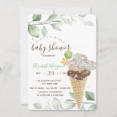 Niedlich Baby Elephant Ice Creme Baby Dusche Einladung (Vorderseite)
