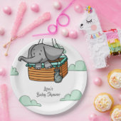 Niedlich Baby Elephant im Hot Air Ballon Basket Pa Pappteller (Party)