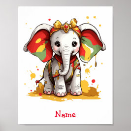 Niedlich Baby Elephant Individuelle Name Poster