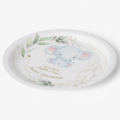 Niedlich Baby Elephant Jungle Greenery Baby Dusche Pappteller (Schrägansicht)