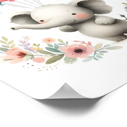 Niedlich Baby Elephant Kinderzimmer Art Poster (Ecke)