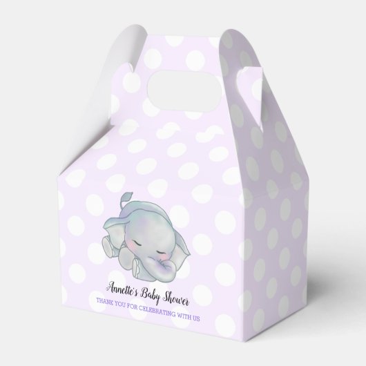 Niedlich Baby Elephant Lavender Polka Dots Baby Du Geschenkschachtel (Vorderseite)