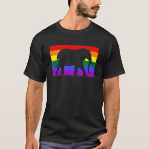 Niedlich Baby Elephant Liebe LGBTQ Gay Pride Flag T-Shirt