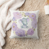 Niedlich Baby Elephant Lila Floral Girl Kinderzimm Kissen (Decke)