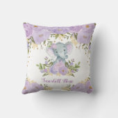 Niedlich Baby Elephant Lila Floral Girl Kinderzimm Kissen (Rückseite)