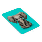 Niedlich Baby Elephant mit Reading Glasses Blue Magnet (Rechte Seite)