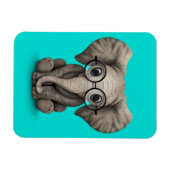 Niedlich Baby Elephant mit Reading Glasses Blue Magnet (Horizontal)