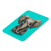 Niedlich Baby Elephant mit Reading Glasses Blue Magnet (Linke Seite)