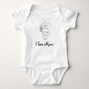 Niedlich Baby Elephant Modern Black I Liebe Mimi Baby Strampler