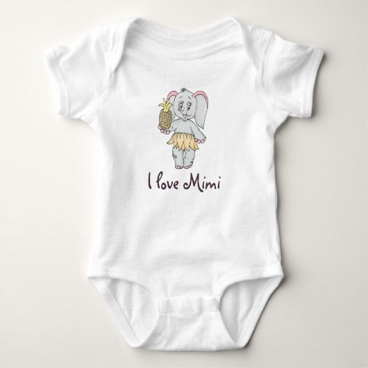 Niedlich Baby Elephant Modern Pink I Liebe Mimi Baby Strampler (Vorderseite)