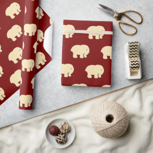 Niedlich Baby Elephant Muster Red Geschenkpapier