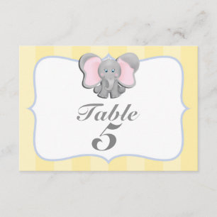 Niedlich Baby Elephant Party Tischnummer Card #2