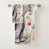 Niedlich Baby Elephant Pastel Watercolor Spring Bl Badhandtuch Set (Insitu)
