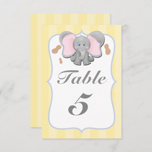 Niedlich Baby Elephant Peanuts Party Tischnummer C (Vorne/Hinten)
