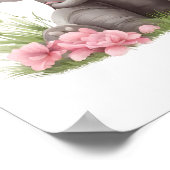 Niedlich Baby Elephant Pink Blume Kinderzimmer Poster (Ecke)