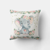 Niedlich Baby Elephant Pink Blumengrün Kinderzimme Kissen (Rückseite)