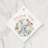 Niedlich Baby Elephant Pink Floral Vielen Dank Geschenkanhänger (Vorderseite)