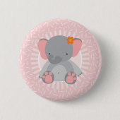 Niedlich Baby Elephant Pink Gray Button (Vorderseite)